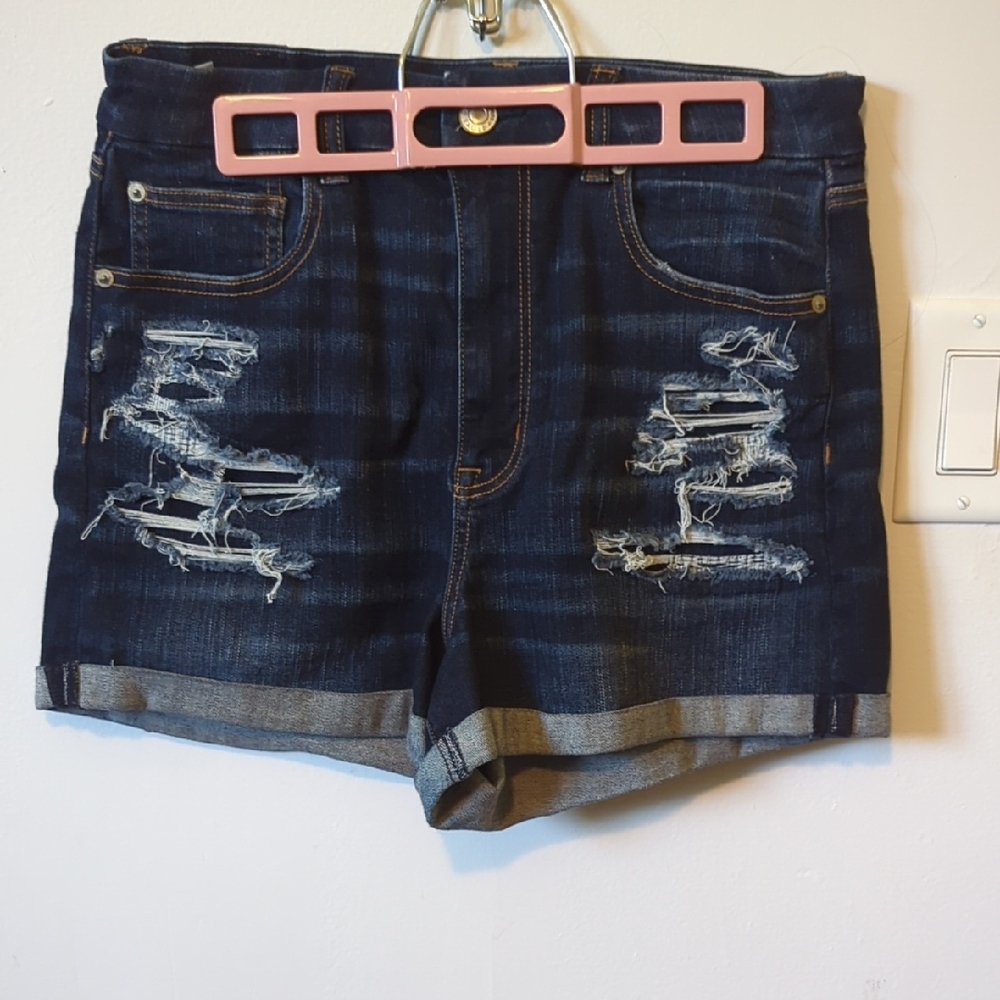 American Eagle Outfitters Blue Distressed Jean Shorts